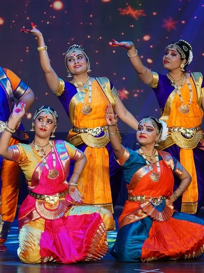 Another dynamic formation from our senior group presentation. The use of contrasting colors in the costumes creates a visually stunning effect on stage.