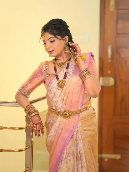 A graceful portrait of Harshitha, looking serene and happy.