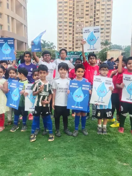 Our youngest players showing their support for a "save water" awareness campaign, learning to be responsible citizens both on and off the pitch.