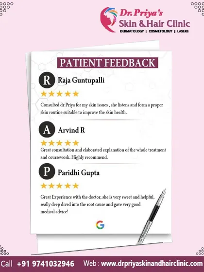 These testimonials reflect the consistent positive experiences of my patients. From forming a suitable skin routine to providing detailed explanations of treatments, my focus is always on improving your skin health through expert medical advice.