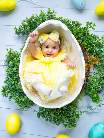 This little bundle of joy is the best kind of Easter surprise. The egg shell prop is a client favorite for spring and Easter photoshoots.