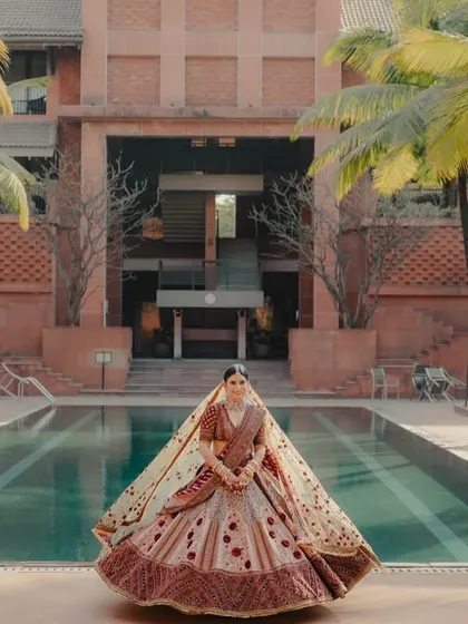 Every bride deserves to feel like royalty on her wedding day. We scouted the perfect location at this resort for a stunning golden hour portrait, ensuring our bride's regal charm was captured perfectly.
