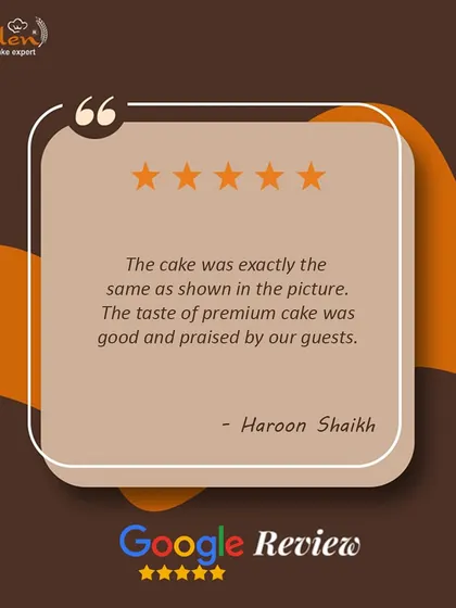 The cake was exactly the same as shown in the picture." We are glad the premium taste was praised by your guests.