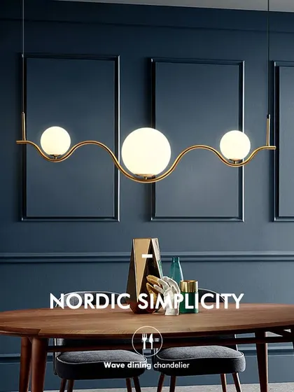 The "Nordic Simplicity" of this wave dining chandelier is clear. It's a minimal yet impactful design that elevates any dining experience.