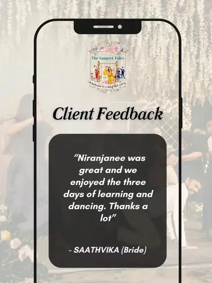 "Niranjanee was great and we enjoyed the three days of learning and dancing." We love it when our clients enjoy the process of learning.