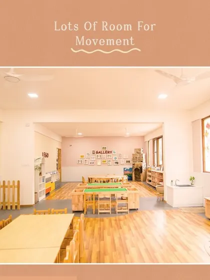 I designed our classrooms with lots of room for movement. Children are not confined to desks; they are free to move around, choose their activities, and collaborate with others.