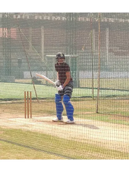 A closer look at Shubman Gill during his batting practice. We ensure our wickets provide a true and consistent surface, which is essential for elite players to fine-tune their skills.