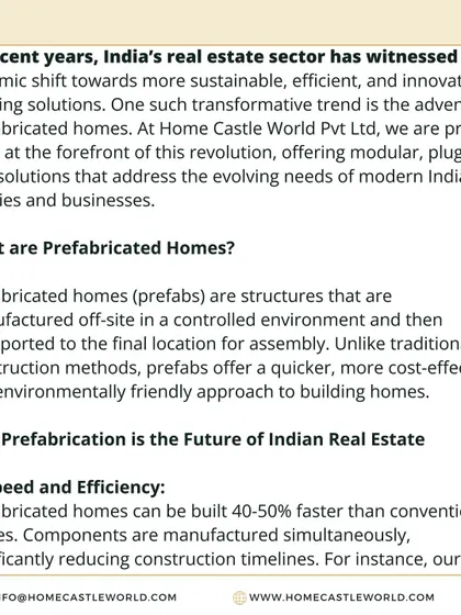 The introduction to my article, explaining what prefabricated homes are and why they represent the future of Indian real estate, emphasizing speed and efficiency.