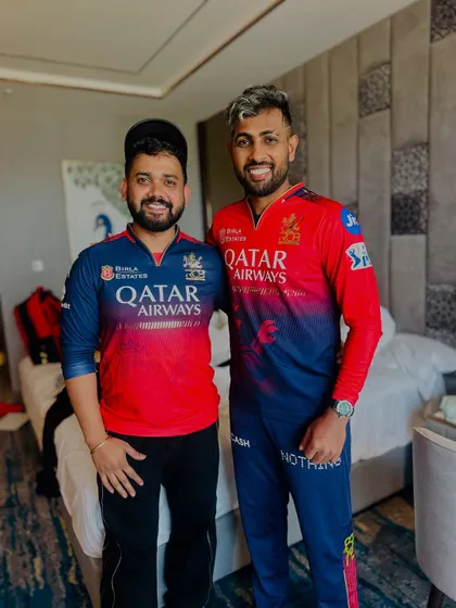 With Nuwan Thushara of the Royal Challengers Bengaluru after a styling session.