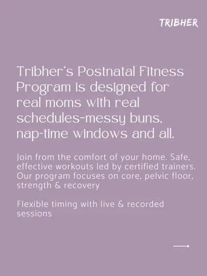 Our postnatal fitness program is designed for real moms with real schedules. Join from home for safe, effective workouts with flexible timing through live and recorded sessions.