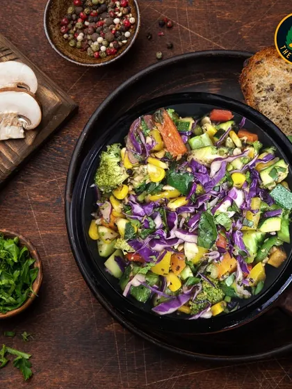 My Exotic Veggies Salad is a feast for the eyes and the palate. It's a crunchy, colorful medley of the freshest vegetables, tossed in a light dressing for a simple yet delicious meal.