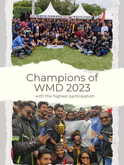 We came, we rode, we conquered. Holding the trophy for the highest participation at World Motorcycle Day 2023. This isn't just an award; it's proof of our unity and strength as a community.
