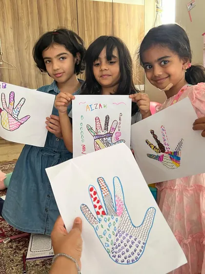 These girls are thrilled with their patterned hand drawings. Each one is so unique and reflects their individual style.