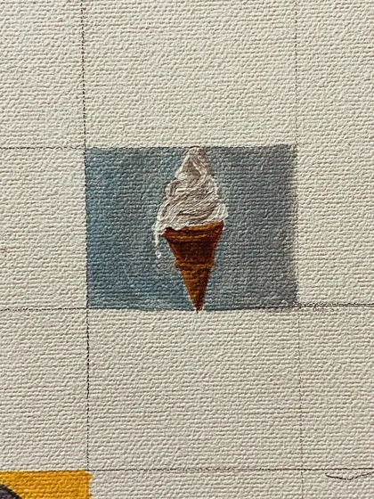Day 35 and 36 were all about summer: a mini-painting of a melting ice cream cone.
