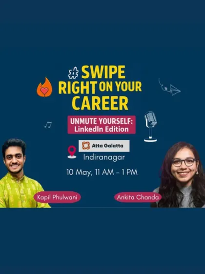 Poster for a 'Swipe Right on Your Career' workshop focused on LinkedIn skills.