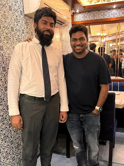 Another happy moment with Zakir Khan and our team.