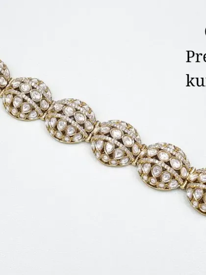 The same premium quality Kundan bracelet, shown in a classic all-white polki version.