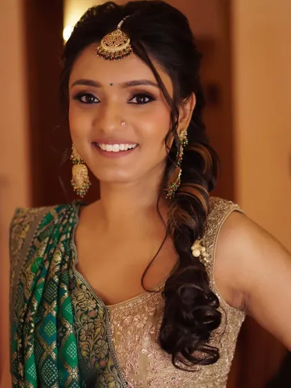 More glimpses into the vibrant and earthy makeup styles perfect for Mehendi celebrations, showing different angles and happy moments.