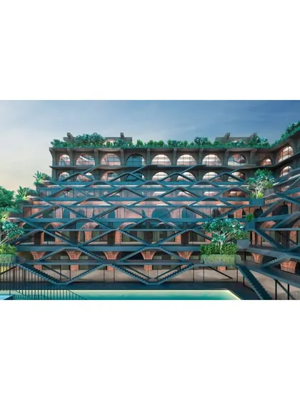 A full view of the Sanskriti Vihara render, showing the stepped facade, arched windows, and rooftop greenery. This project is a testament to the immense power of architecture to inspire and elevate.