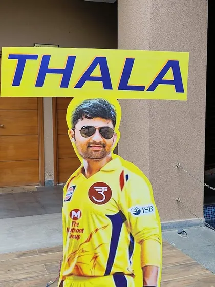 A life sized cutout prop of 'Thala' for a die hard fan's birthday celebration.