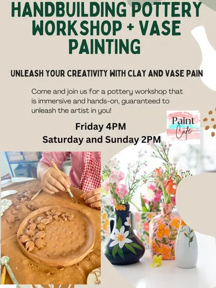 Come and unleash your creativity with clay! Our handbuilding pottery and vase painting workshops are immersive and hands-on.