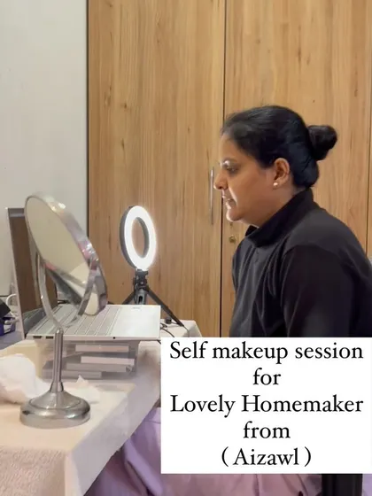 A lovely homemaker from Aizawl learning self makeup in an online session. I am proud to teach women from all corners of the country.