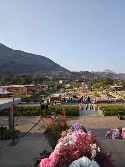 Another view of the majestic Nandi Hills wedding venue, showing the scale of the outdoor celebration I'm providing AV for.