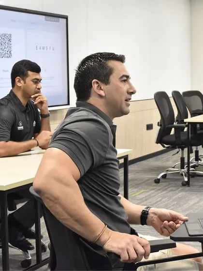 A classroom session during the VALD workshop, where our Head of Athletic Performance explains the science behind the equipment.