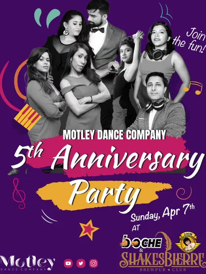 The official poster for our 5th Anniversary Party. We love celebrating milestones with our entire community, complete with performances, games, and lots of social dancing.
