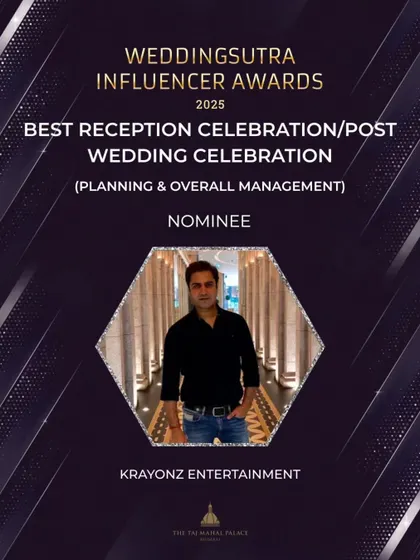 A nomination for Best Reception/Post-Wedding Celebration at the WeddingSutra Influencer Awards 2025 is a testament to our team's dedication.