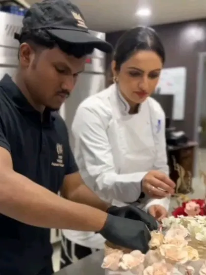 A focused moment with my team, ensuring every flower is placed with precision.