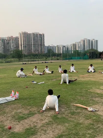 A cool-down and stretching session after a hard day of training. Proper recovery is just as important as the training itself to prevent injuries and maintain peak physical condition.