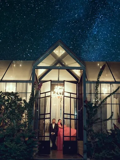 Under a blanket of stars, we capture the beginning of your forever. This is the kind of magical, once-in-a-lifetime pre-wedding shot we love to create, turning your love story into a celestial fairy tale.