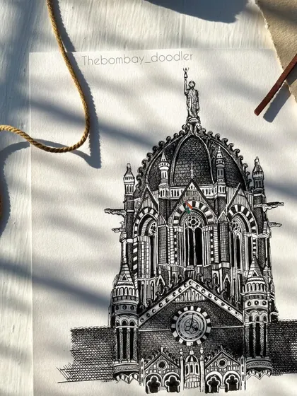A slightly different angle of the CST artwork, highlighting the textures and depth created through ink work. This is a classic example of my architectural illustration style.