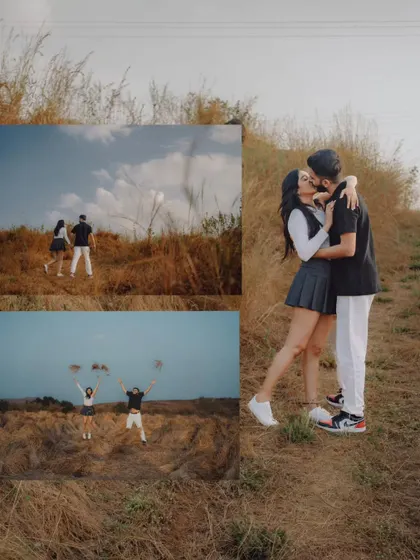 A collage of fun and romantic moments from a pre-wedding shoot. From playful antics to passionate kisses, we capture the full spectrum of a couple's love story.