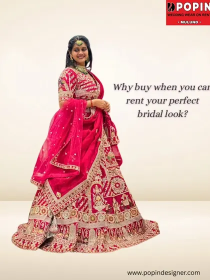 Why buy when you can rent your perfect bridal look? This picture says it all. Get this luxurious designer lehenga for your special day and return it without a worry.