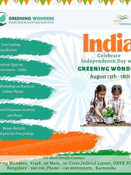 For our "Green Freedom Week" during Independence Day, we organized a full slate of activities. This included free tree sapling distribution, an environmental quiz, and a free workshop on the basics of indoor plants.