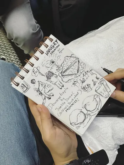 A page of random doodles and ideas from my sketchbook. This is where many of my bigger projects begin.