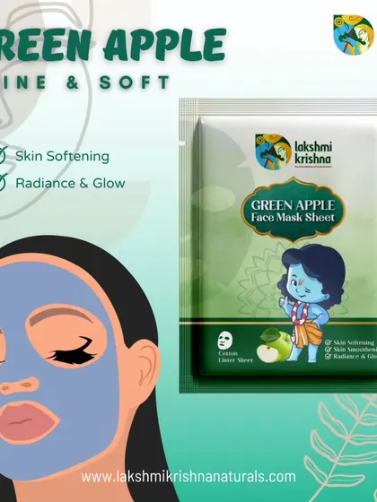 The Green Apple Face Mask Sheet provides skin softening and a radiant glow. It's a quick and easy way to pamper your skin and give it a fresh, healthy look.