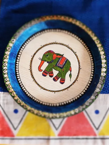 A throwback to our miniature folk art classes in 2017. This tiny elephant was painted on an Areca plate, proving that art can be created on any canvas, big or small.