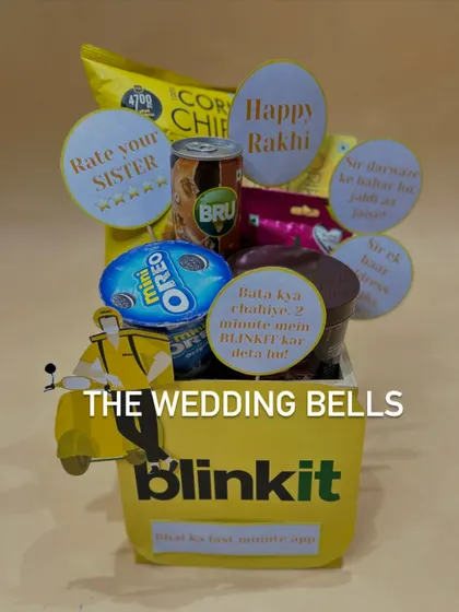 For the brother who relies on instant delivery apps, we created this fun Blinkit-themed hamper. It's filled with his favorite goodies and playful messages.