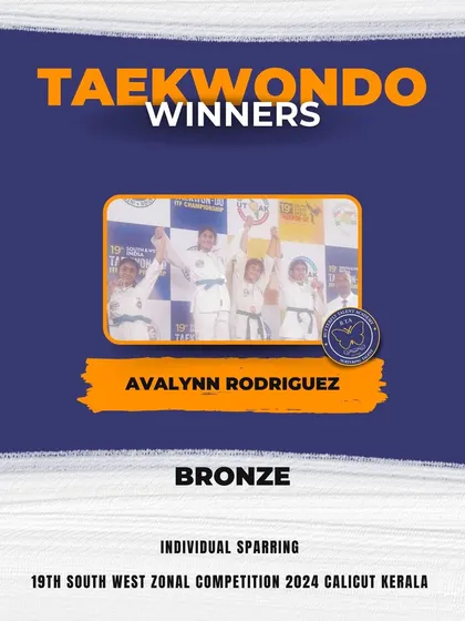 A graphic celebrating Avalynn Rodriguez's Bronze medal win at the 19th South West Zonal Competition.