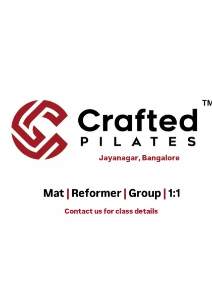 A simple graphic outlining my services: Mat, Reformer, Group, and 1:1 classes. Contact me to get started on your Pilates journey.