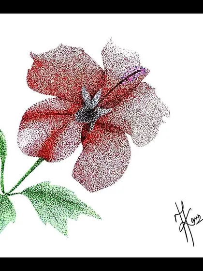 A hibiscus flower created with the stippling technique. The earth smiles in flowers, and this detailed, pointillist illustration is my way of smiling back.