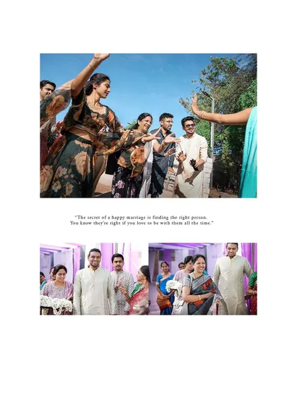 A collage capturing the energy and joy of family and friends dancing at a pre-wedding event.