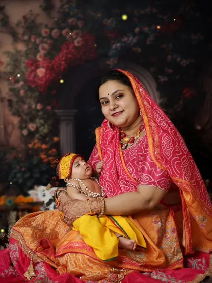 Another beautiful mother and baby portrait from our Janmashtami sessions. The love and pride in her eyes says it all.