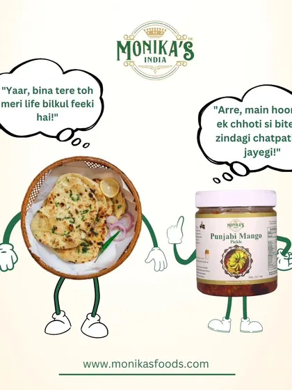 Even your roti knows that a meal is incomplete without the right achaar! I love this little drawing because it captures the fun side of food. My Punjabi Mango Pickle is here to make sure your life never feels bland, one chatpati bite at a time.