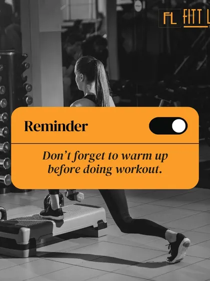 A simple but crucial reminder for everyone. Never forget to warm up before you start your workout to improve performance and avoid injury.