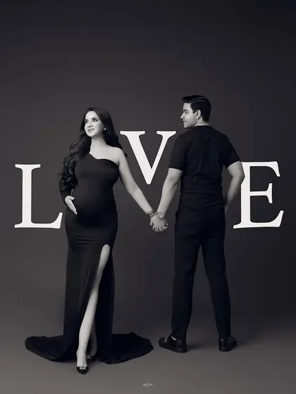 The same "LOVE" concept in black and white, which gives the image a timeless and classic feel.