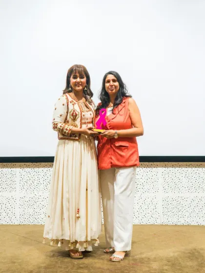 Posing with the talented Hina Khan after the felicitation. It was a pleasure to meet and photograph her, and to hear her personal story of courage at the event.